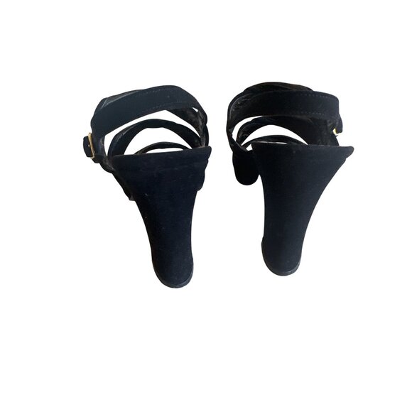 Vintage Martinique Black Suede Strappy Heels Made In Spain Size 38 - Picture 4 of 7